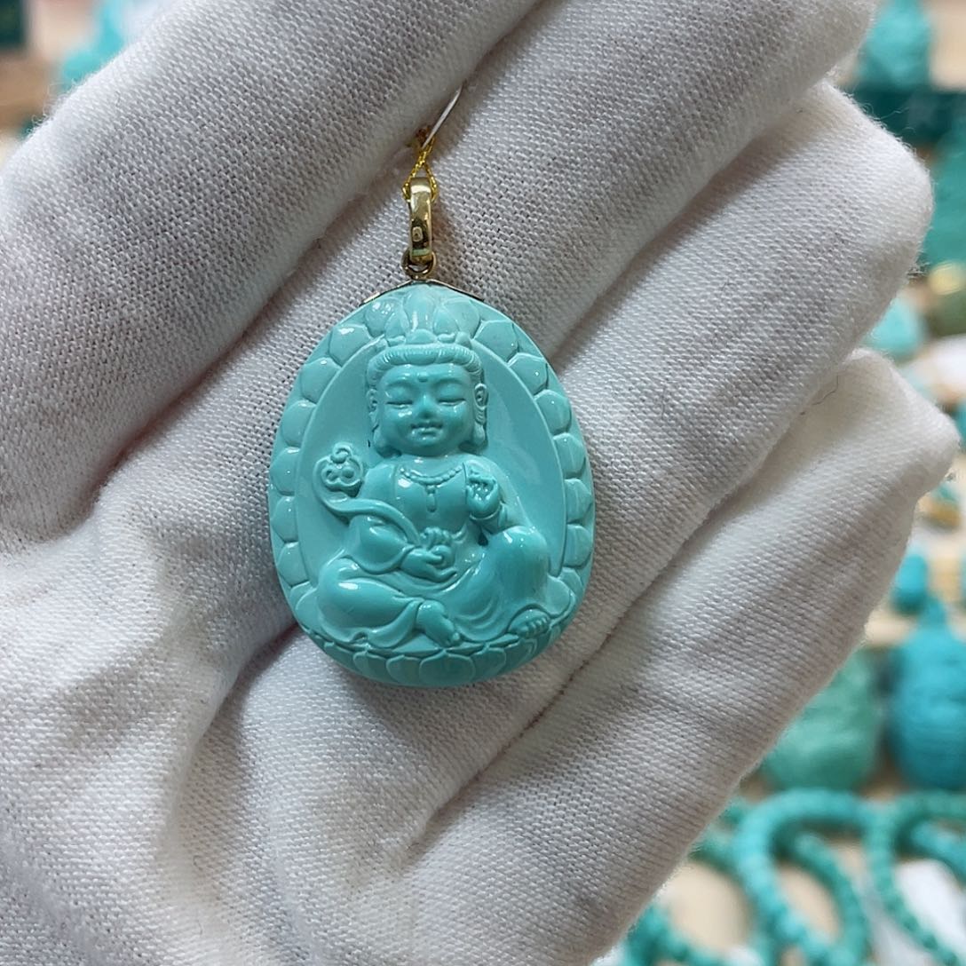 绿松石珠宝奇石18K金镶嵌