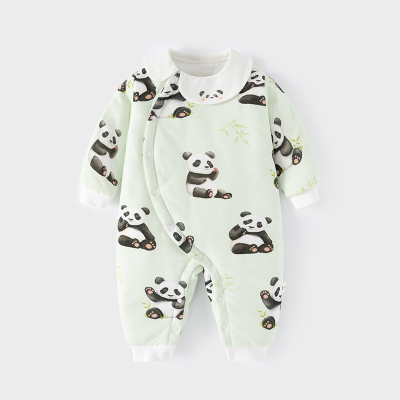 【侧开120g棉】男女宝宝秋冬季夹棉贴身连体衣婴幼儿加厚爬服