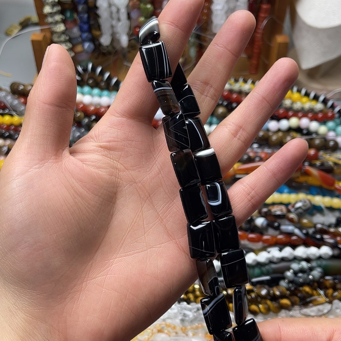 玛瑙/玉髓未镶嵌珠宝半成品咖啡玛长方牌一条