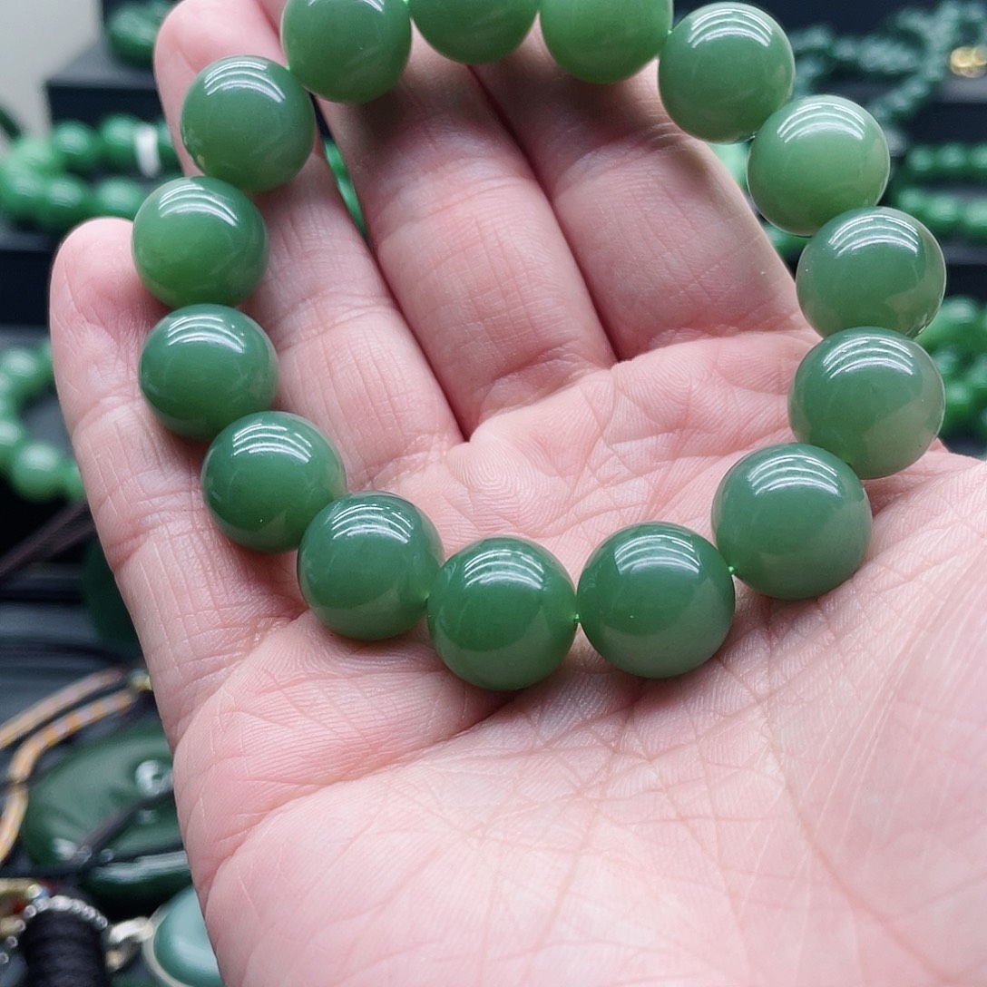 和田玉（碧玉）未镶嵌手链14mm