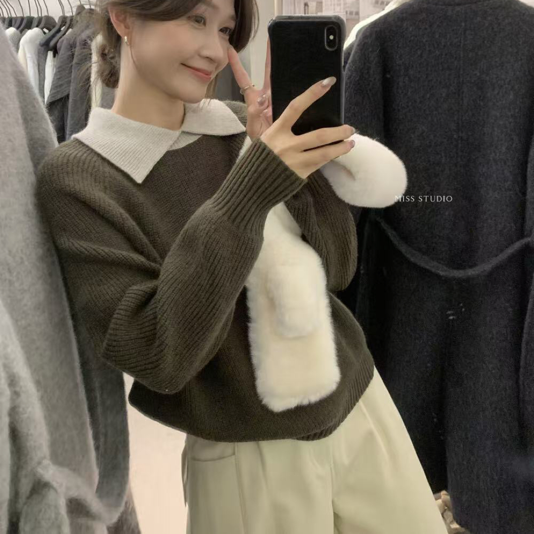 密思@0846 韩系简约Polo领显瘦毛衣 12-6