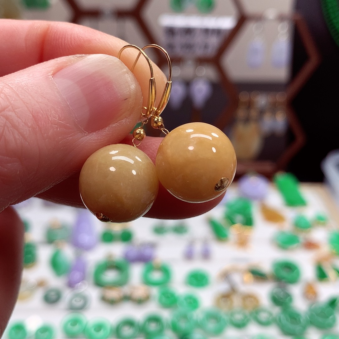 翡翠耳饰银S925镶嵌耳环