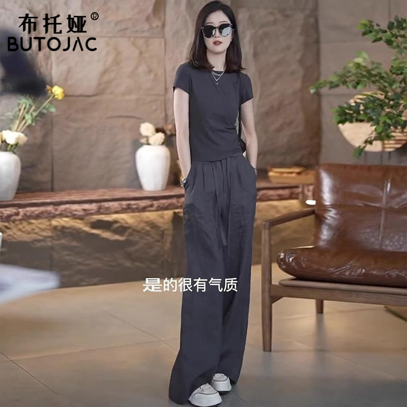 灰色高级感时尚套装女干练气质女神范今年流行爆款夏装搭配一整套