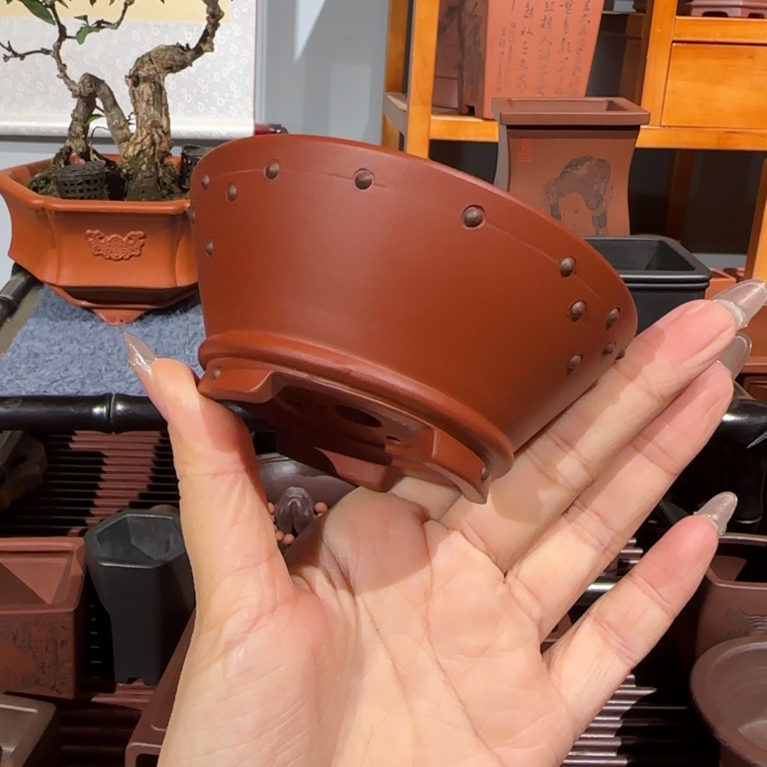 紫砂花盆口径9深度4.5厘米