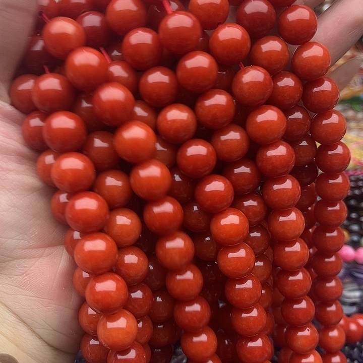 玛瑙/玉髓未镶嵌珠宝半成品一条12mm左右南红