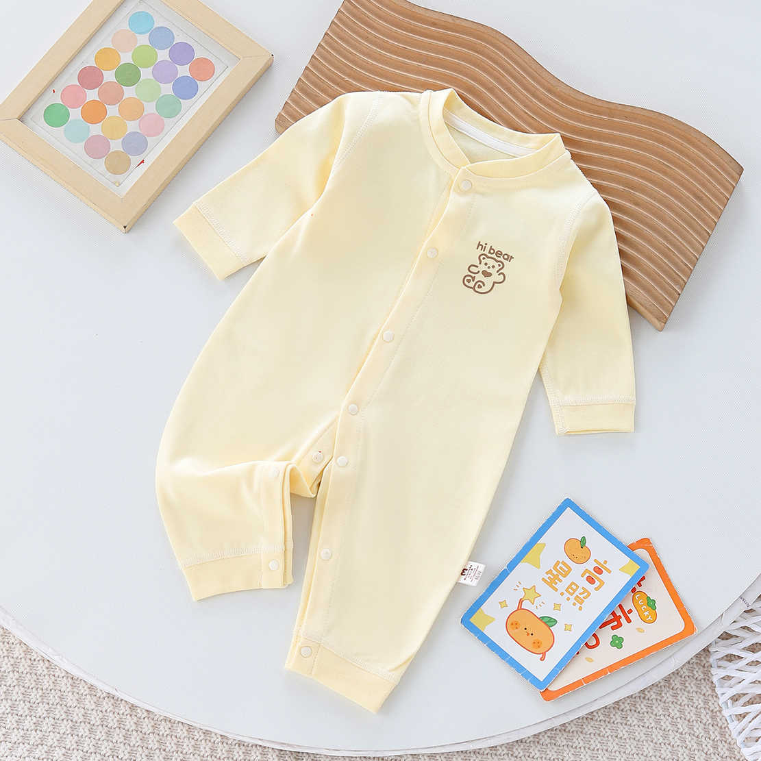 新款四季款纯棉无骨宝宝衣服纯色长袖连体衣婴幼儿连体婴幼儿衣服