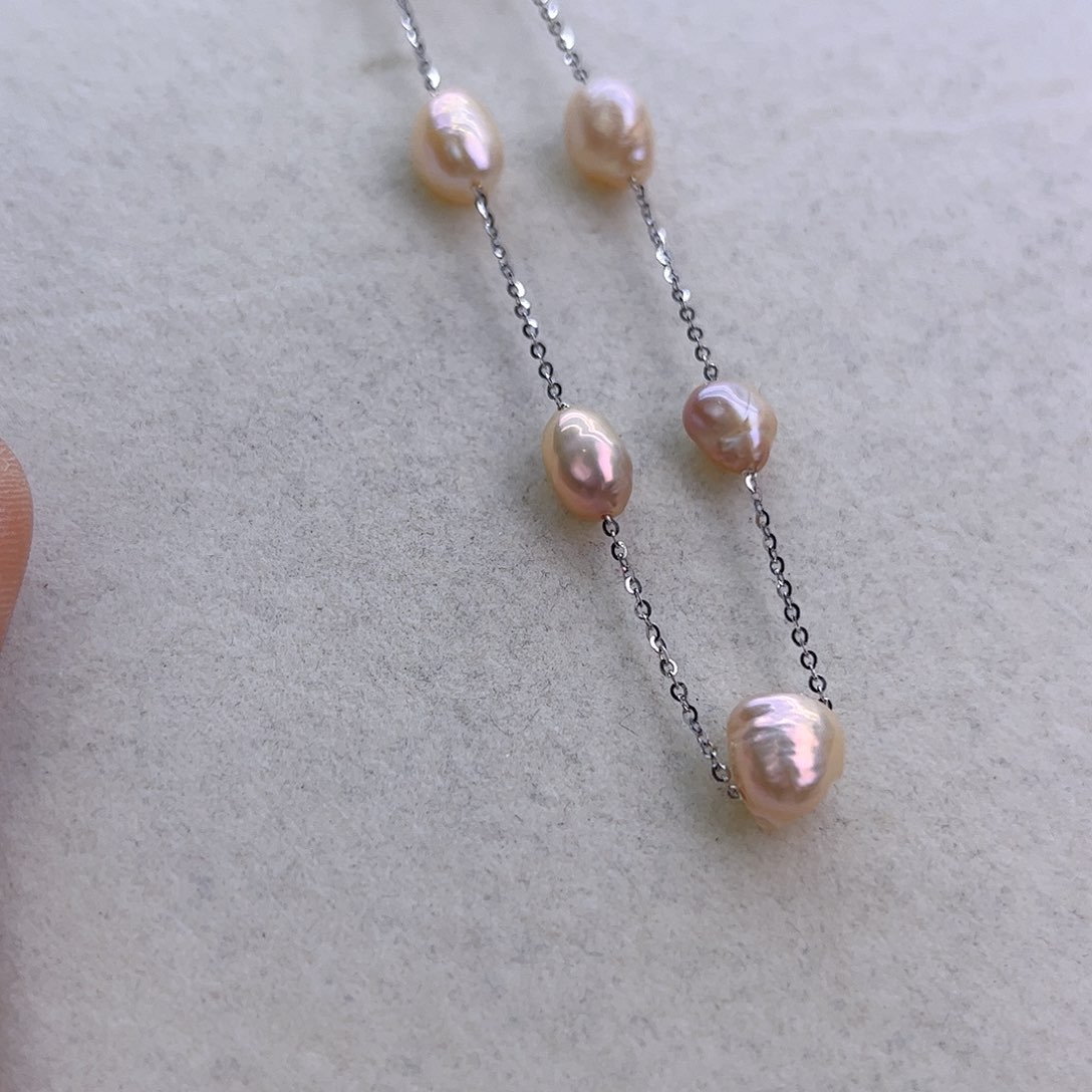 银S925镶嵌淡水珍珠项链定制451