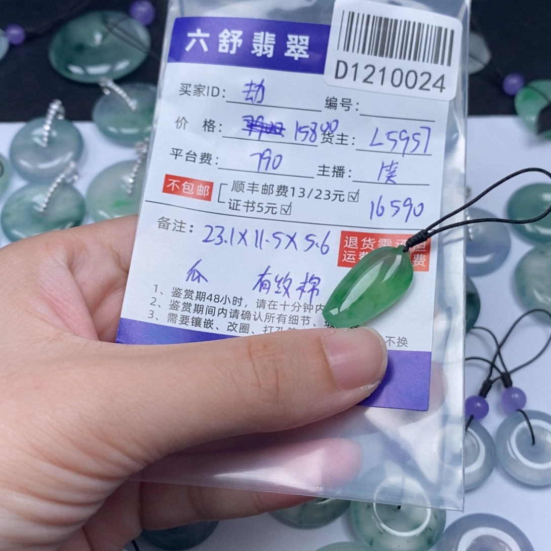 劫***笙翡翠未镶嵌吊坠(不含链)D1210024