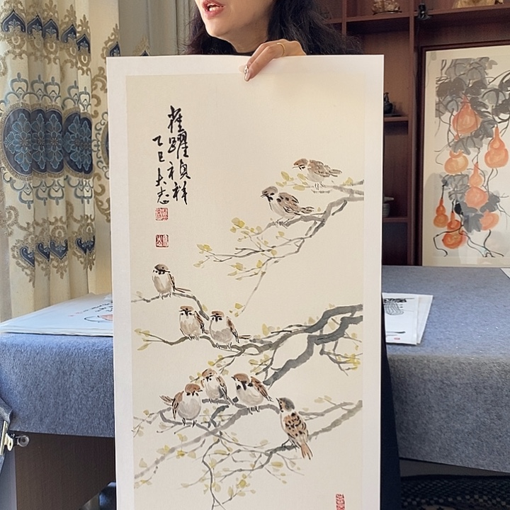 国画纯手绘国画写意作品34*68