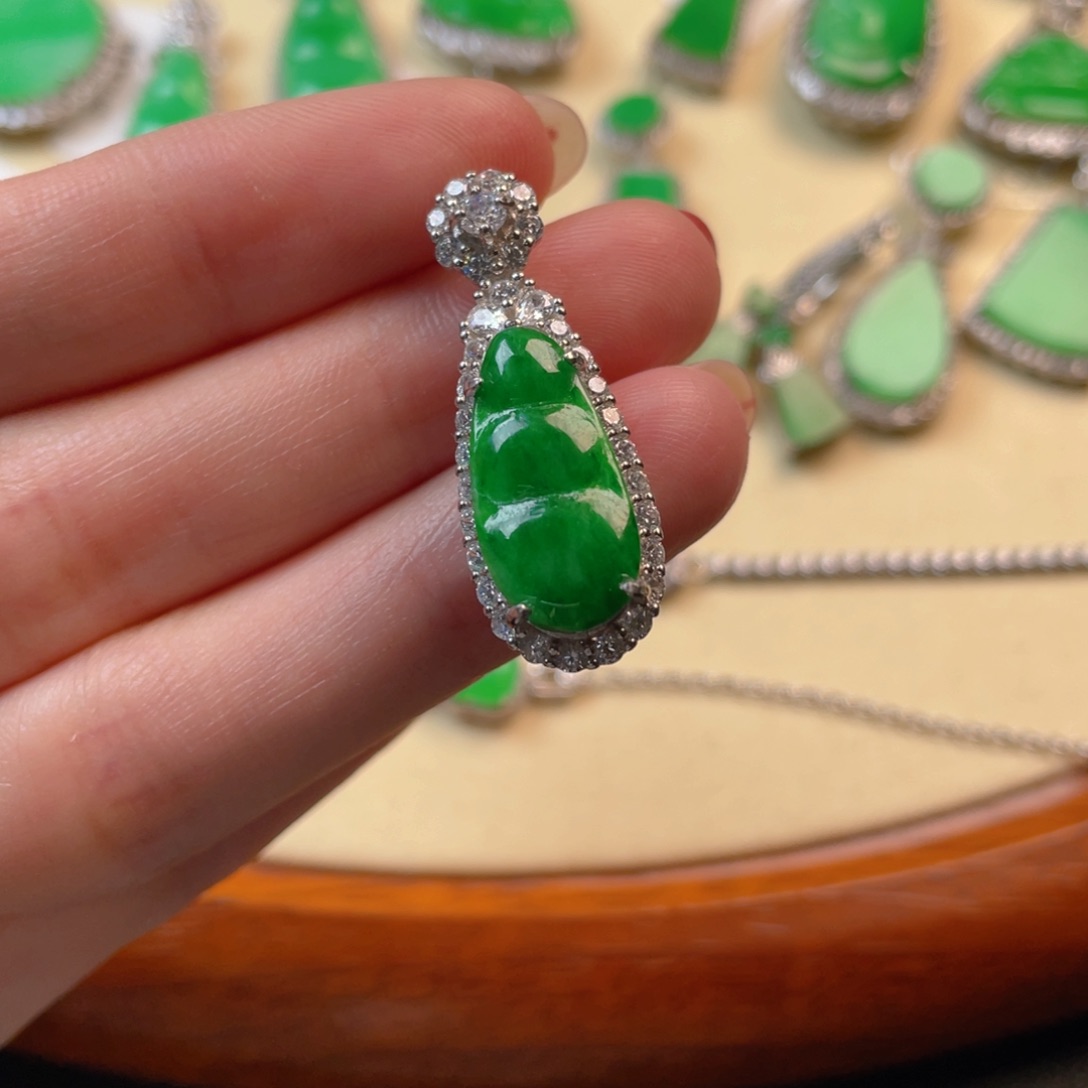翡翠吊坠(不含链)银S925镶嵌