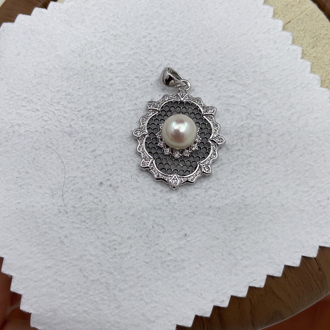 海水珍珠银S925镶嵌颈饰