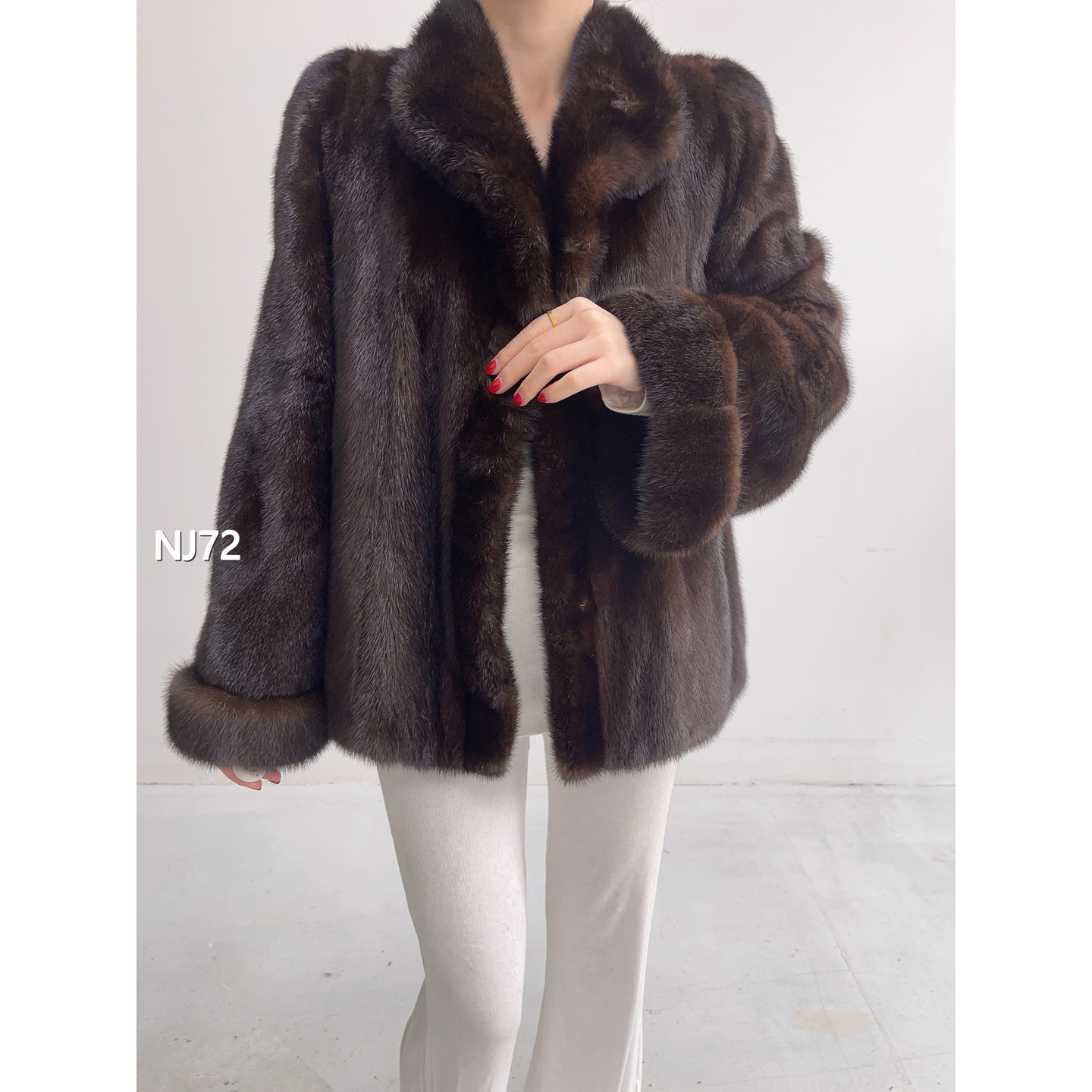 【NJ72】M 中古棕短款全抽水貂外套女（肩42胸106衣64袖60）09072