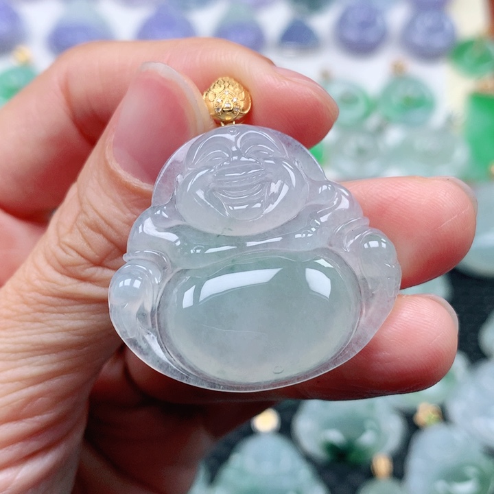 翡翠吊坠(不含链)18K金镶嵌