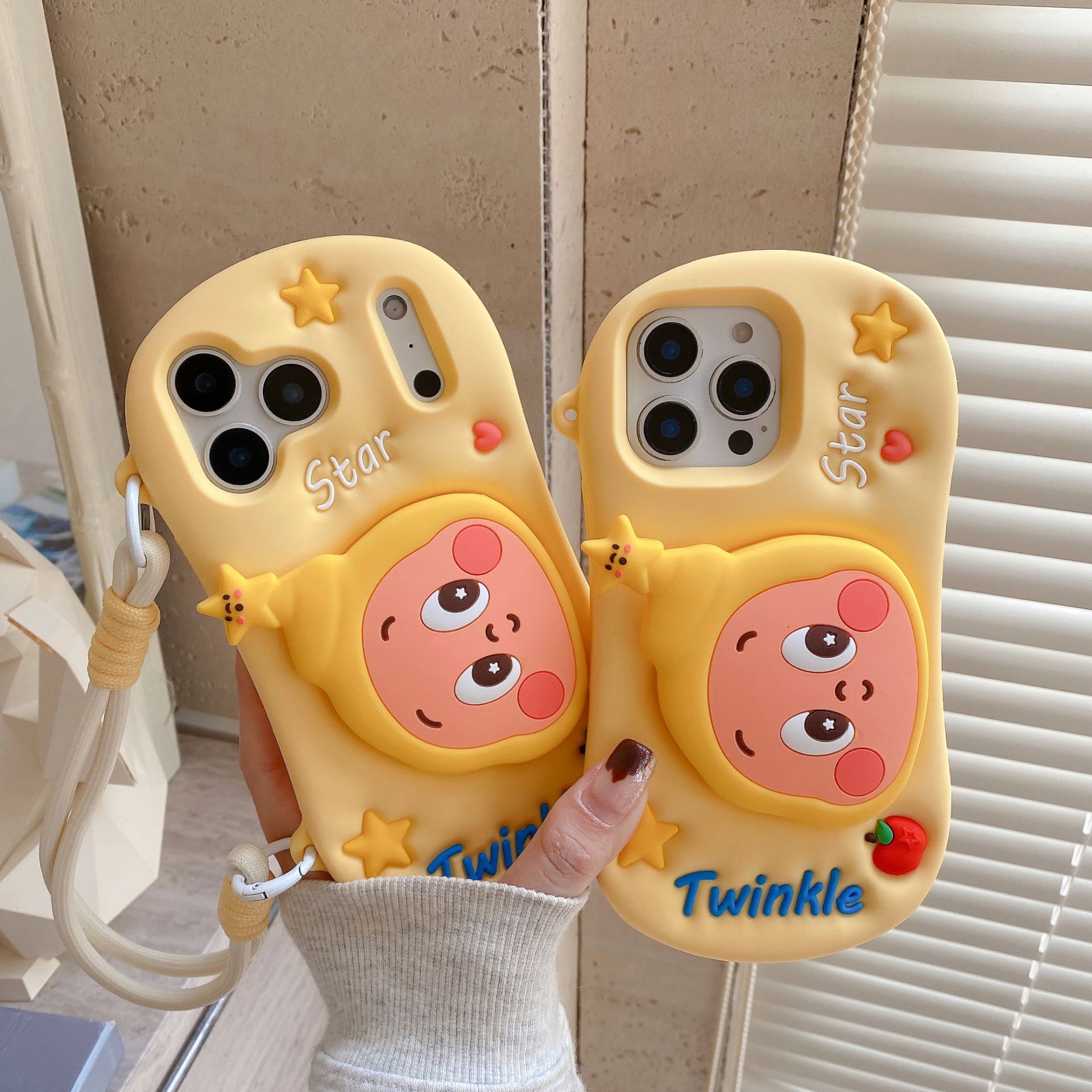 卡通可爱横版星星人支架iphone17苹果16适用14/15pro max手机壳13