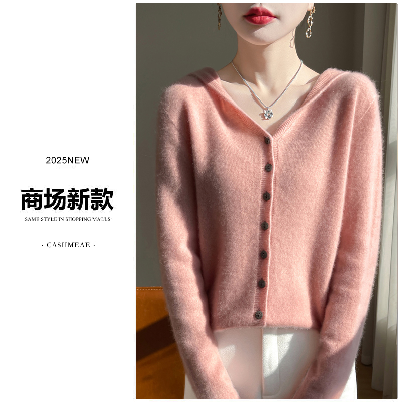 【商场同款】一线成衣100%纯羊毛帽衫女百搭纯色毛衣针织打底衫R514