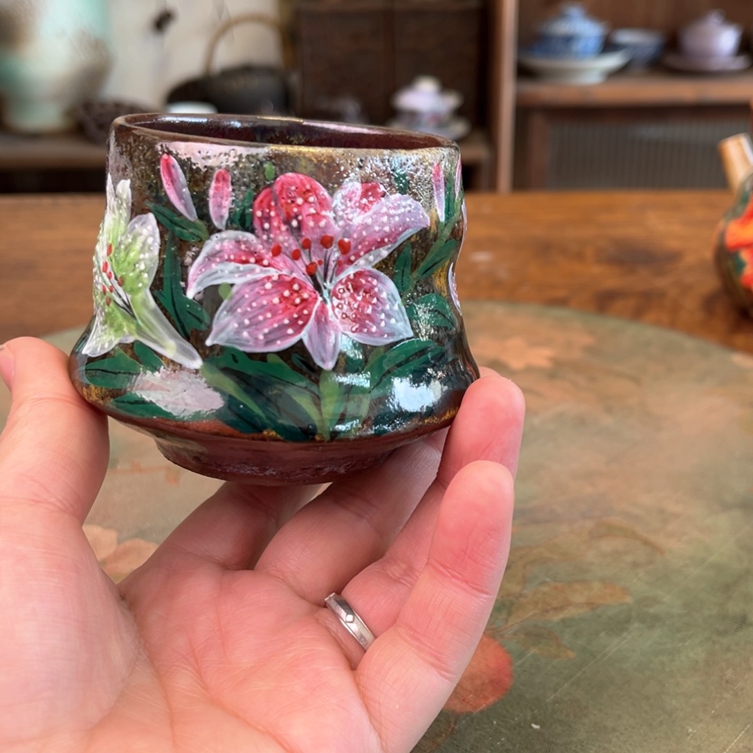 杯柴烧手工手绘陶瓷