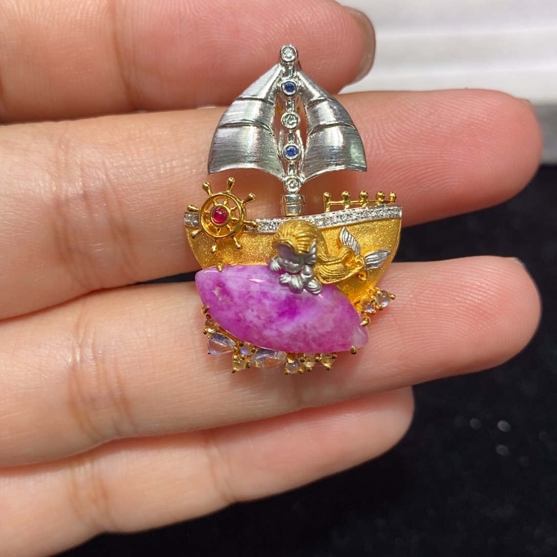 苏纪石（舒俱来）18K金镶嵌吊坠(不含链)