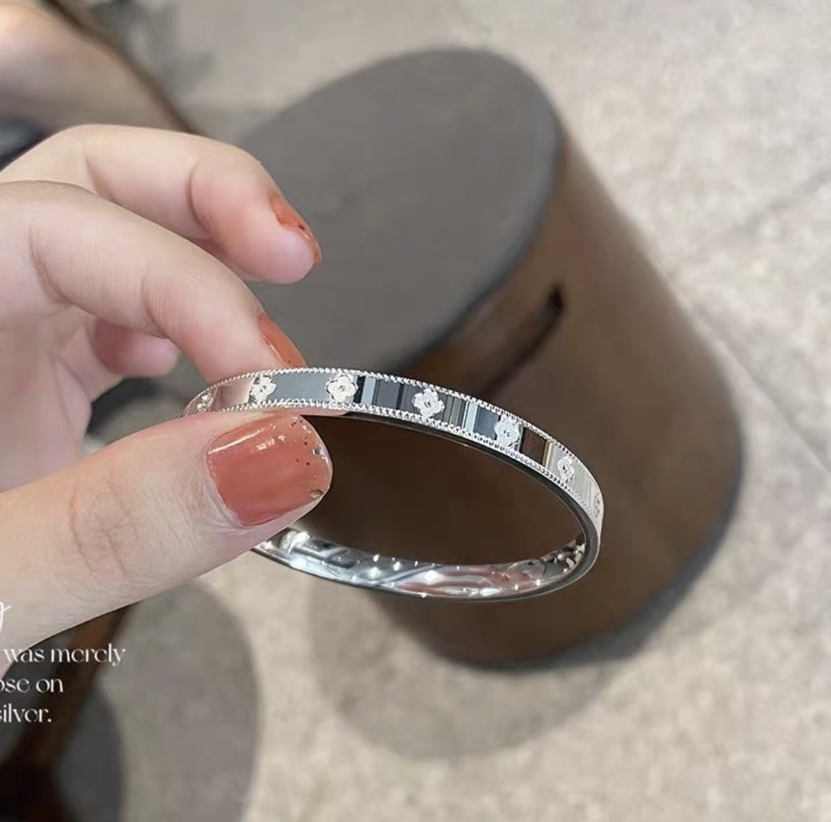 足银手镯 A03 足银9999万花筒幸运草手镯闭口纯银女镯子轻奢高级