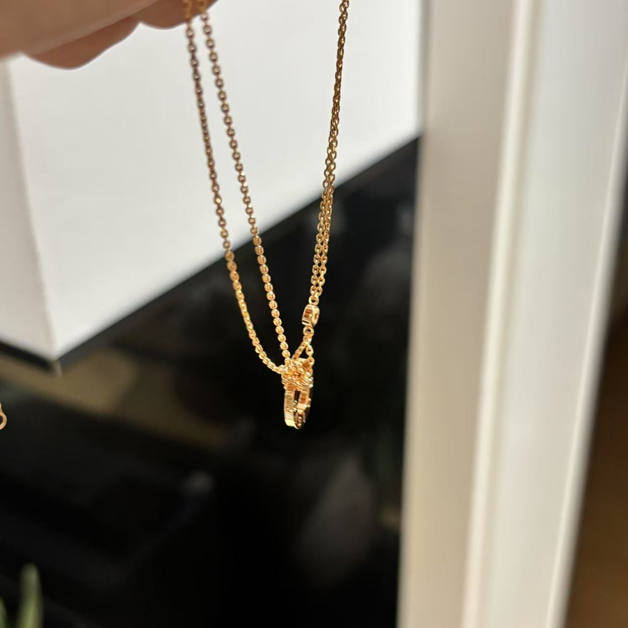 合金项链 PP.简约小甜甜圈双层项链 玫瑰金色