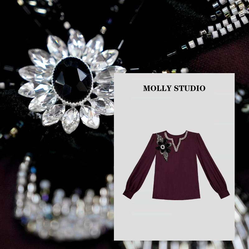 【罗曼故事】Molly气质百搭重工复古赫本法式洋气衬衫上衣M2610153A