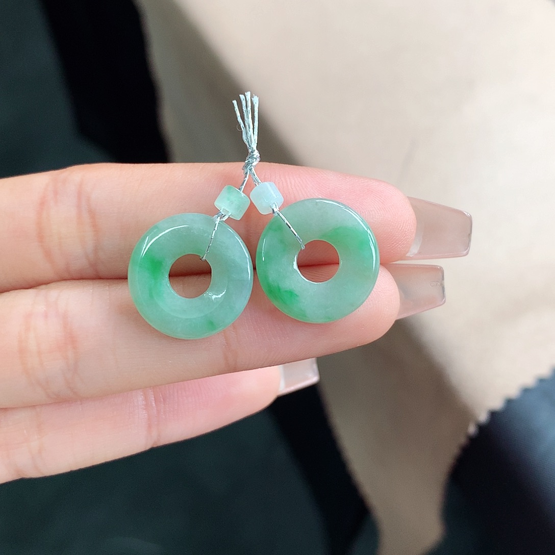 翡翠戒指未镶嵌福利款耳环甜甜圈一对