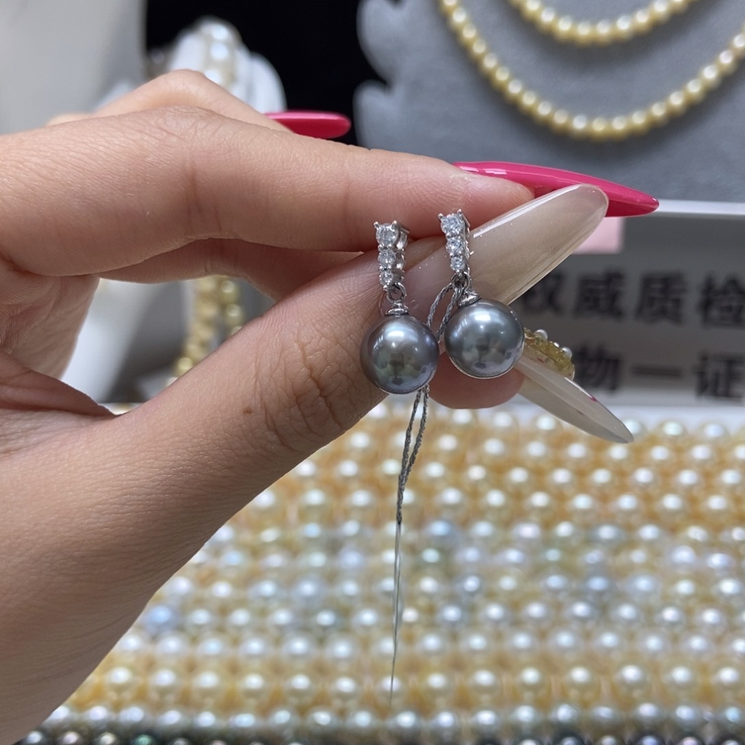 海水珍珠耳饰银S925镶嵌