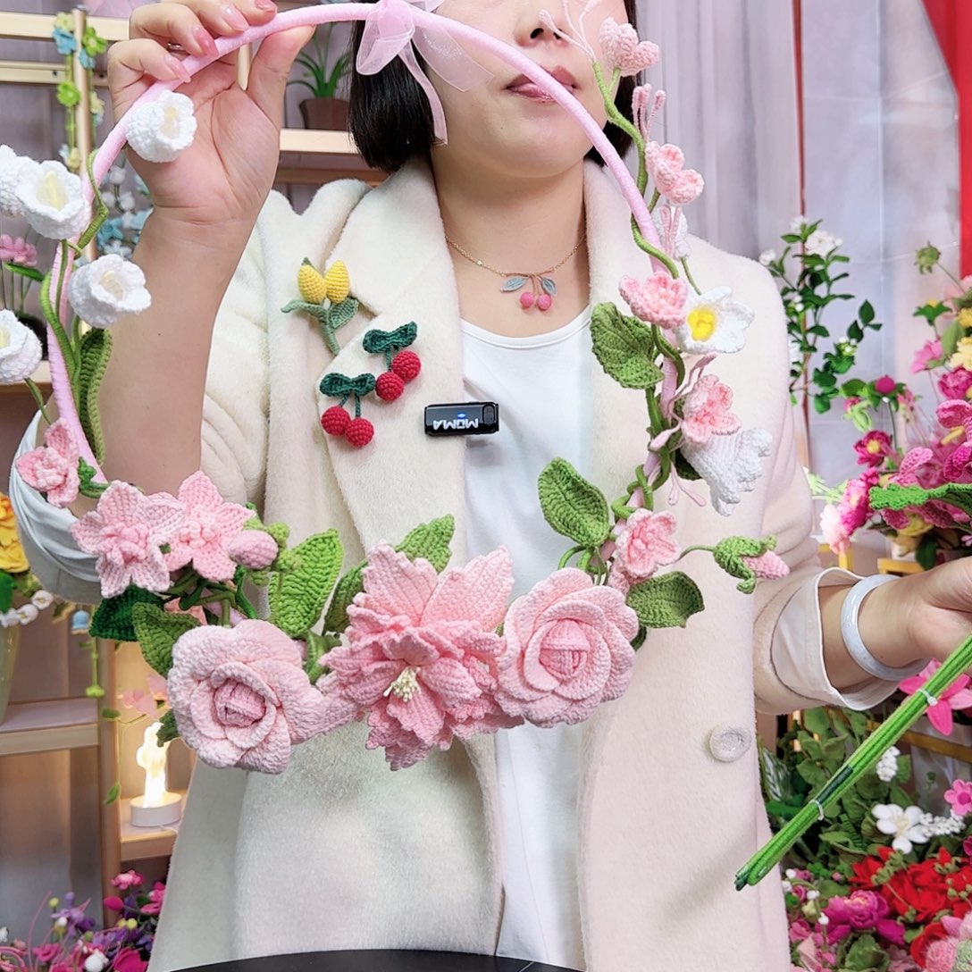 纯手工钩织手工钩织设计花环