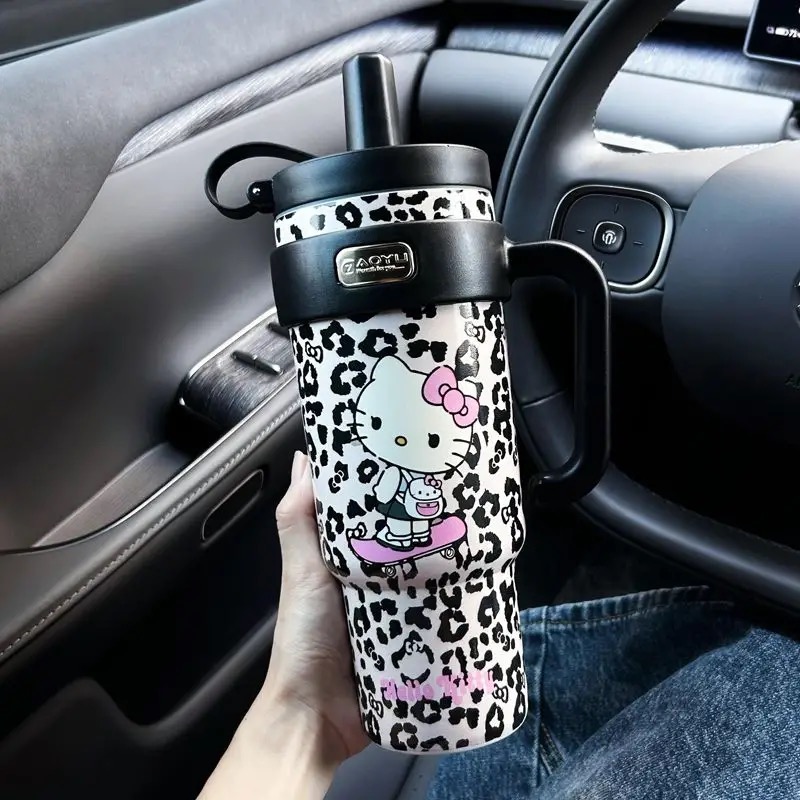 新款咖啡杯吸管保温杯陶瓷内胆女生儿童便携随行水杯高颜值