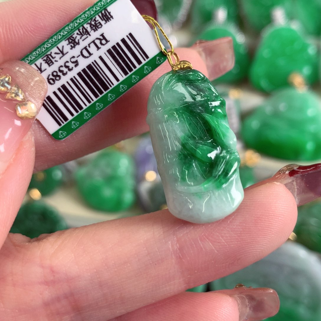 翡翠吊坠(不含链)18K金镶嵌