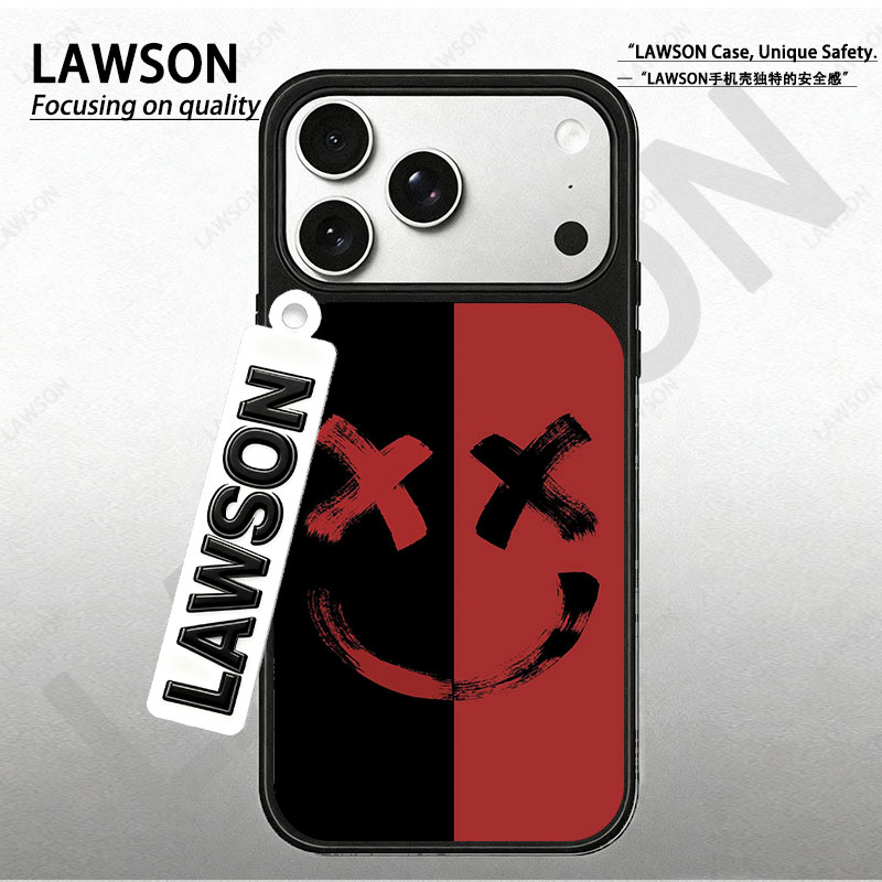 微笑磨砂磁吸黑边苹果17promax/16/15华为小米防摔防汗手机壳