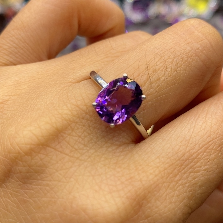 水晶戒指银S925镶嵌天然水晶戒指