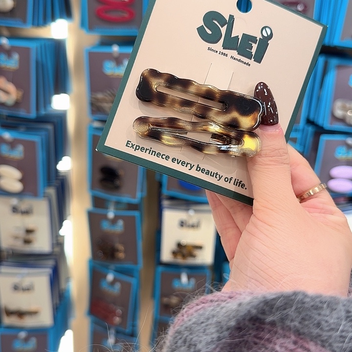 豹纹醋酸鸭夹14一对