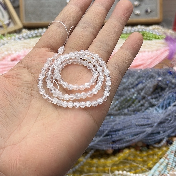 玛瑙/玉髓珠宝半成品未镶嵌一条4mm白阿塞