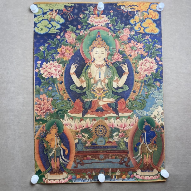 高端精品四臂观音绘画类唐卡AA106