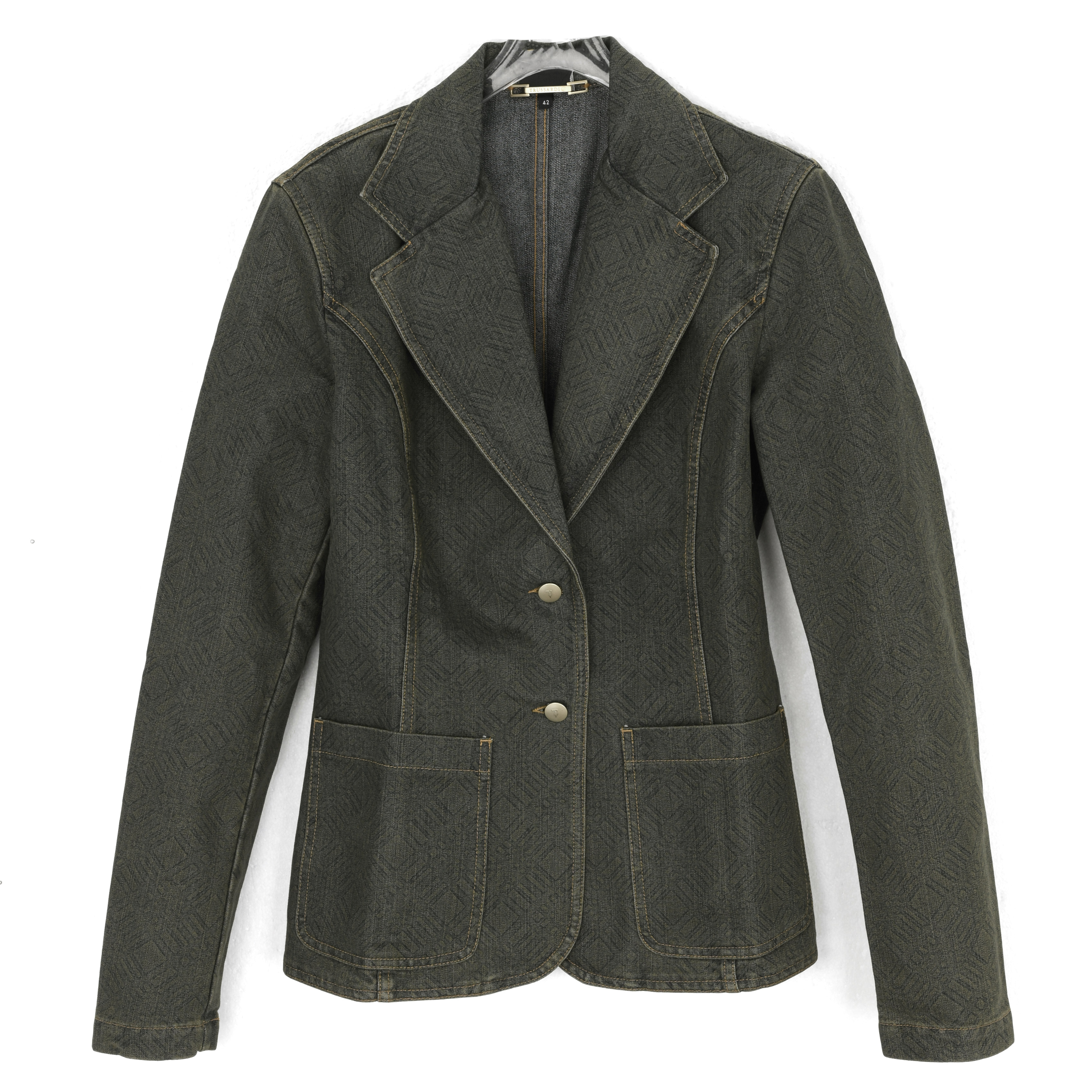 TRUSSARDI JEANS 女士收腰款暗纹牛仔西装外套 656722