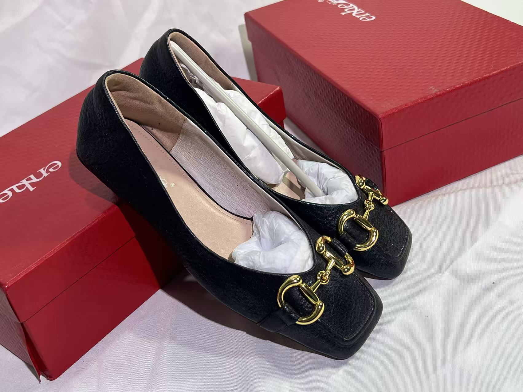 【9号】女鞋单鞋高跟方扣时尚女士套筒透气欧美风浅口方头