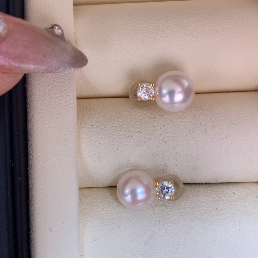 海水珍珠耳饰银S925镶嵌