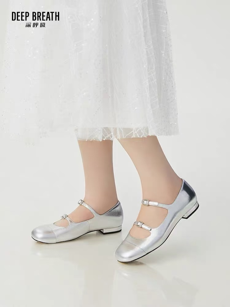 DEEP BREATH女鞋新款女士休闲时尚平底浅口圆方头玛丽珍女鞋11147