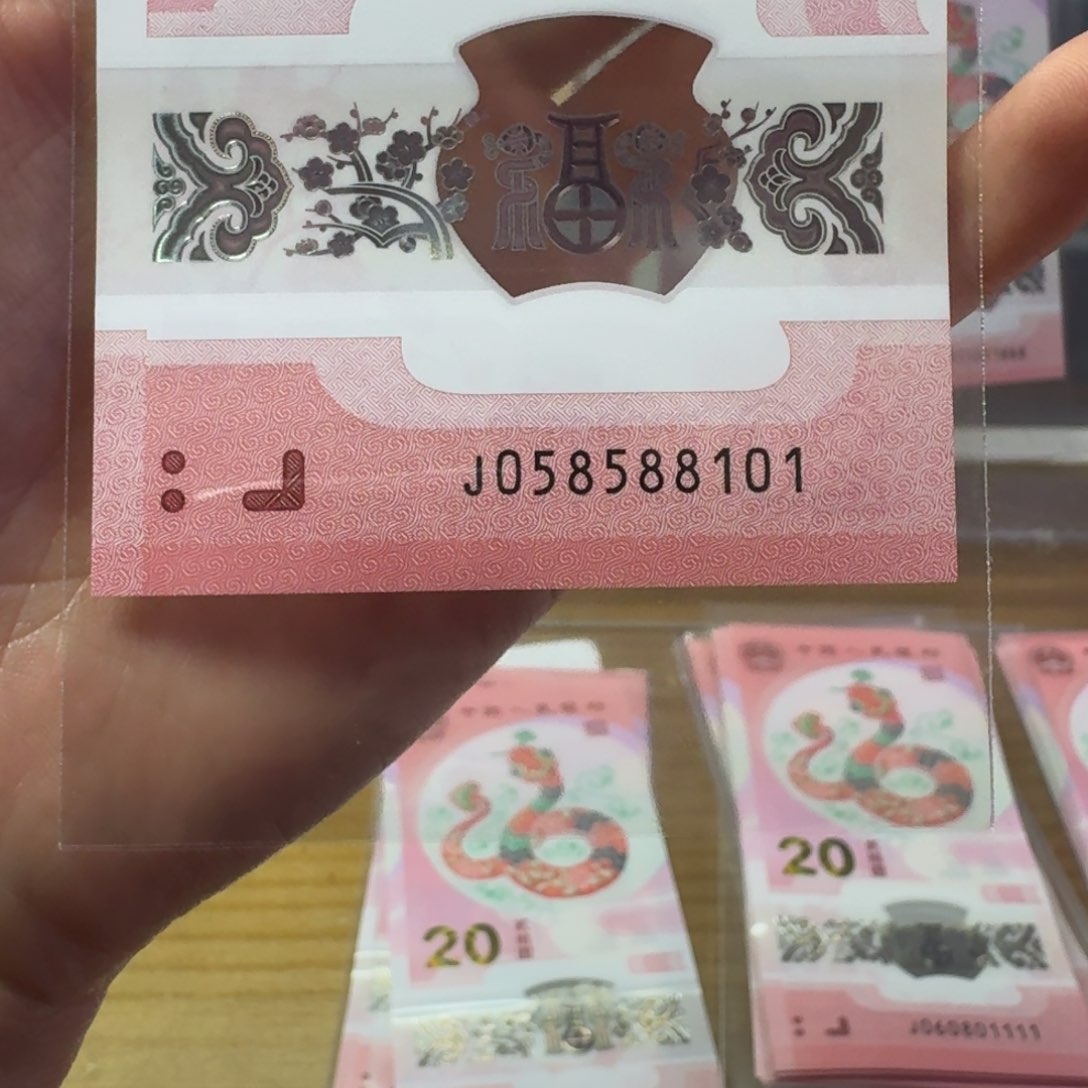 塑料蛇年纪念钞J058588101