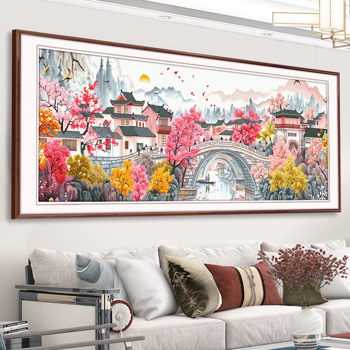 春意江南十字绣2025新款高级客厅大气山水风景刺绣大幅手工自己绣