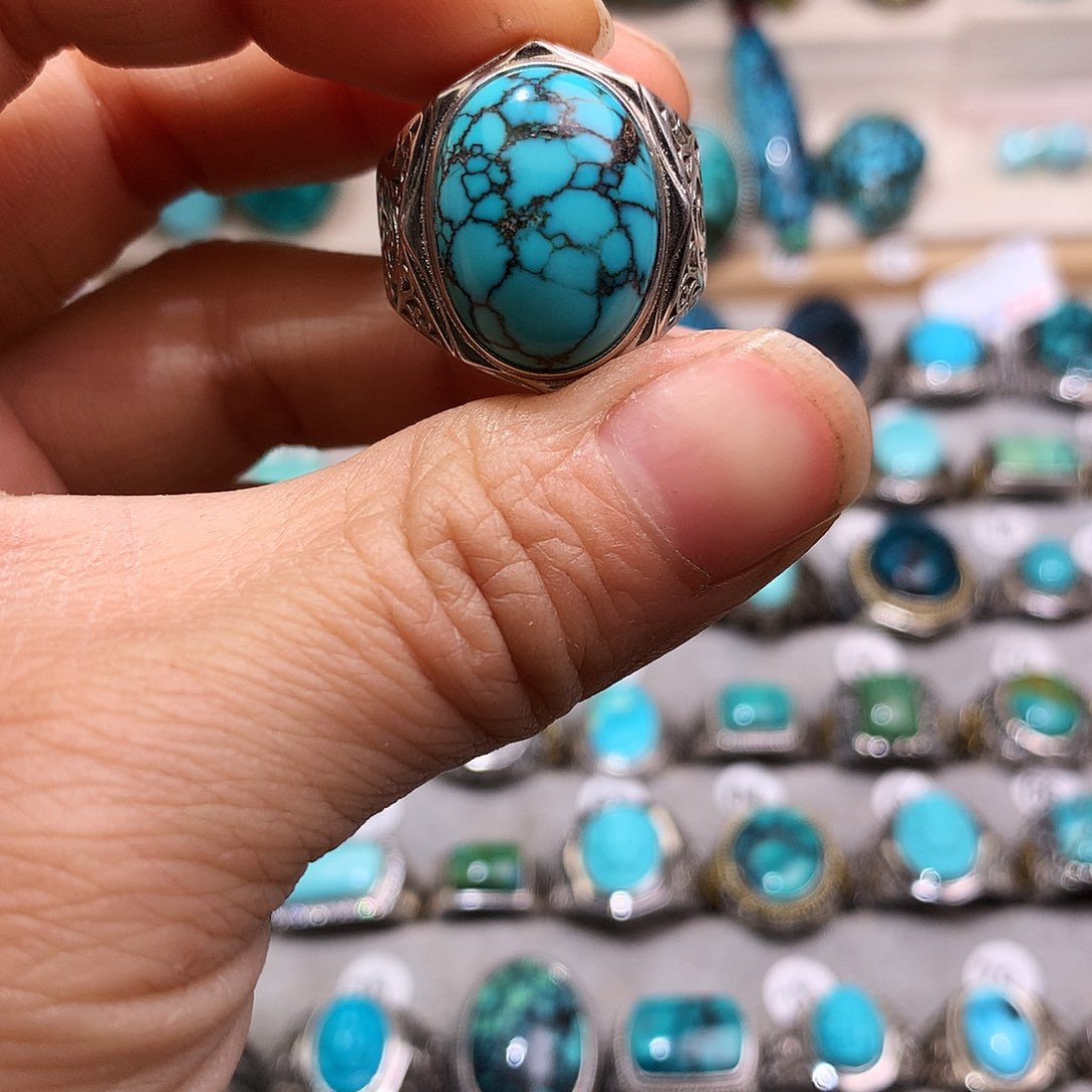 绿松石挂件银S925镶嵌