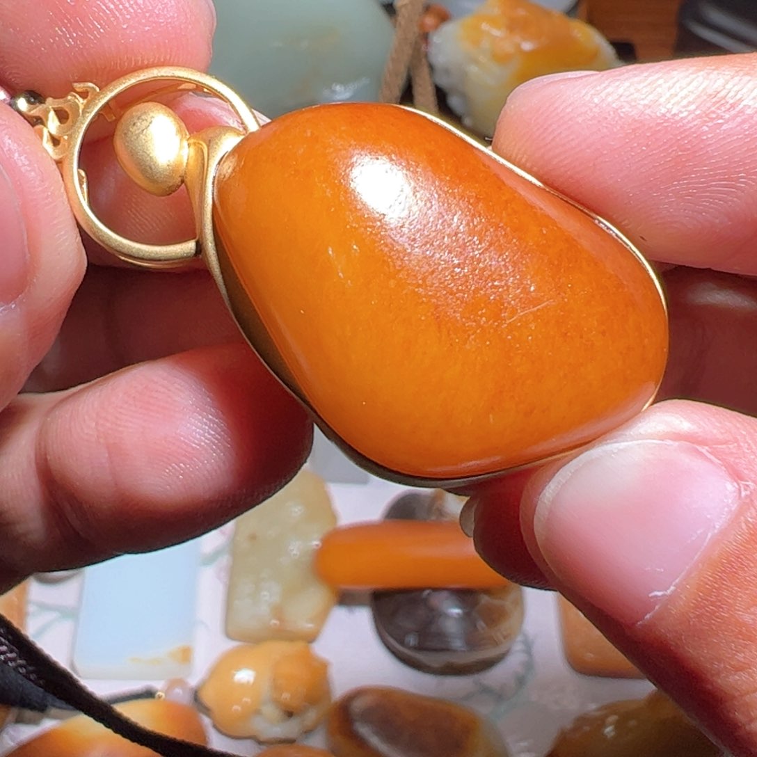 和田玉颈饰18K金镶嵌旷*