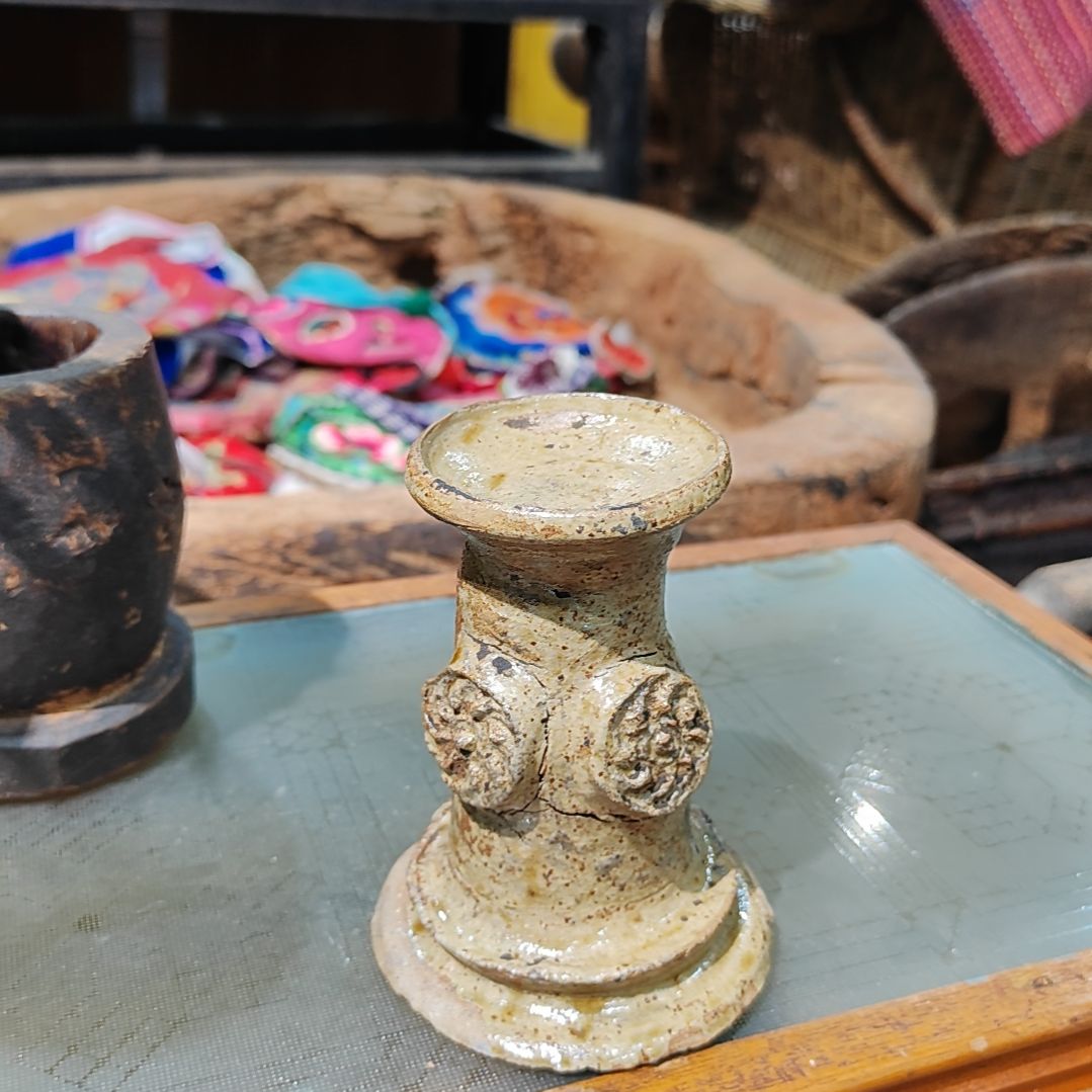 陶土小油灯茶空间摆件