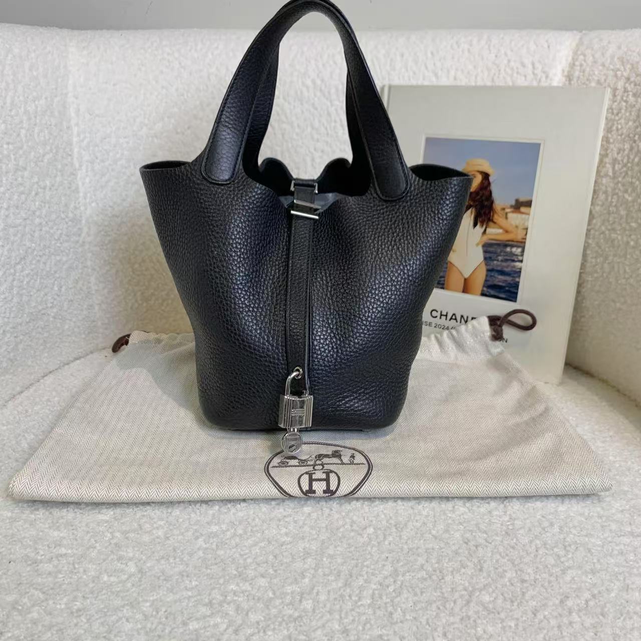 99新 Hermes/爱马仕 壹臻/黑银菜篮子18 t刻 tc /35108975