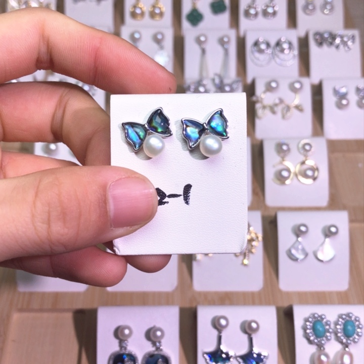 淡水珍珠耳饰银S925镶嵌