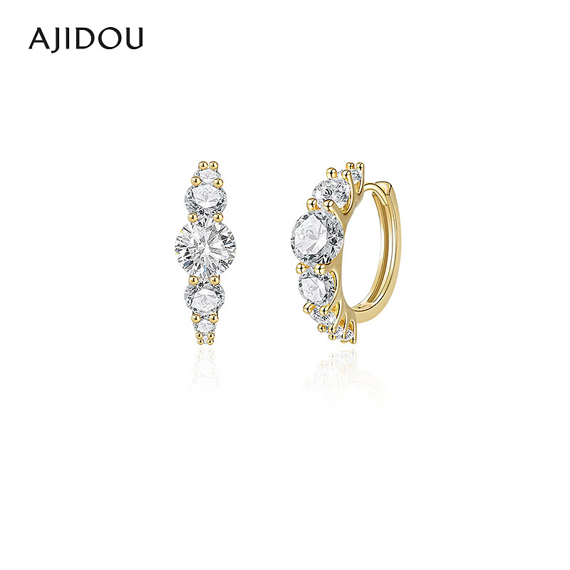 铜合金合成锆石耳饰 AJIDOU阿吉豆耳环女款金色时尚休闲耳【SGB】