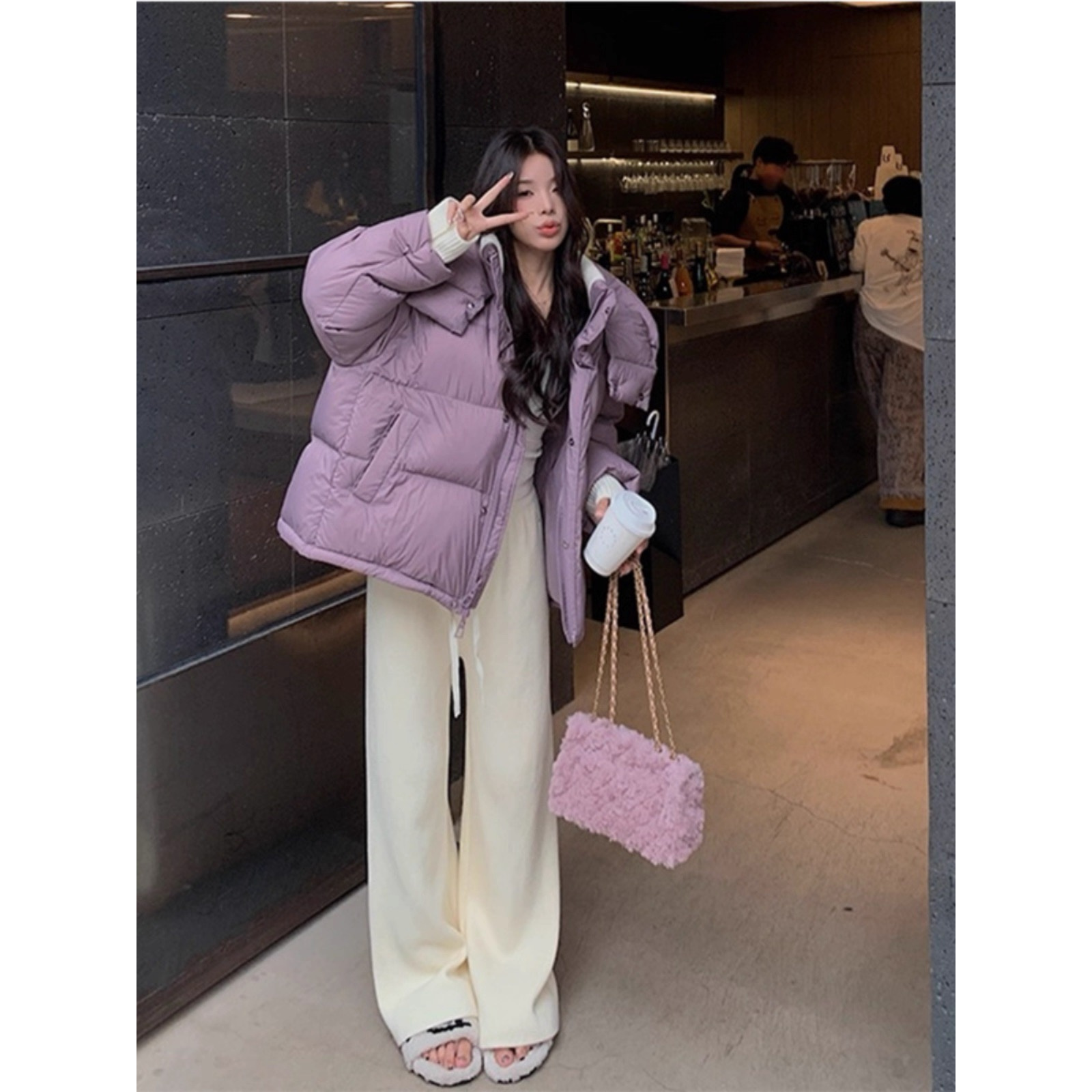 0533 松紧腰抽绳裤女2025年冬季慵懒软糯直筒阔腿C3 C4 A8 C9