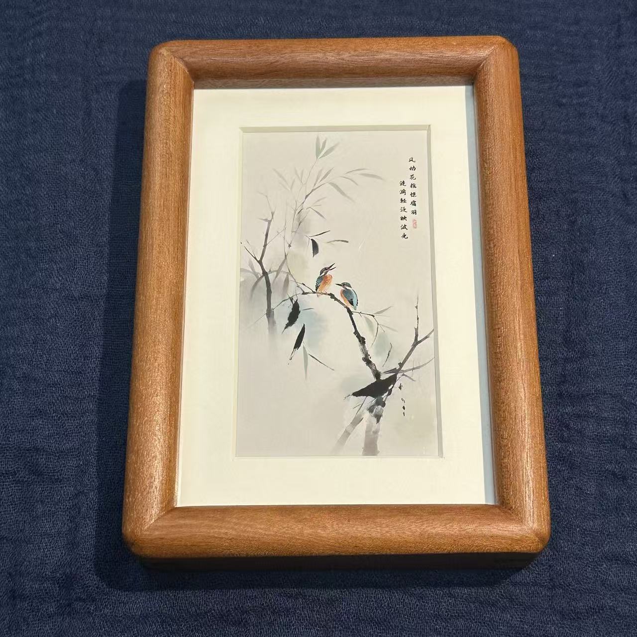 【翠鸟】复古中式木制相框摆件玄关装饰画书房座右铭挂画乔迁送礼  