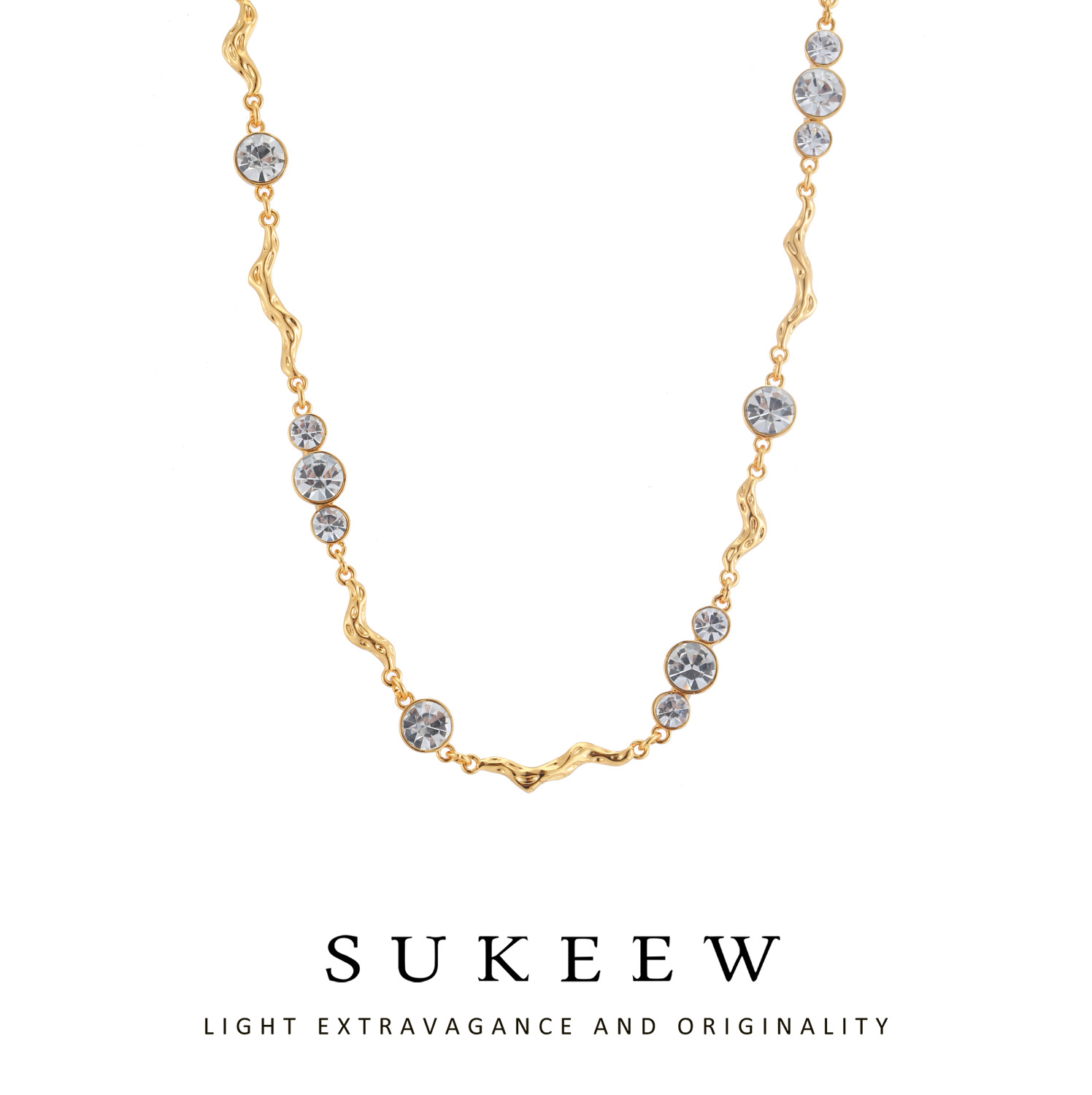 SUKEEW/酥可  精致潮流波浪满天星气质项链222102