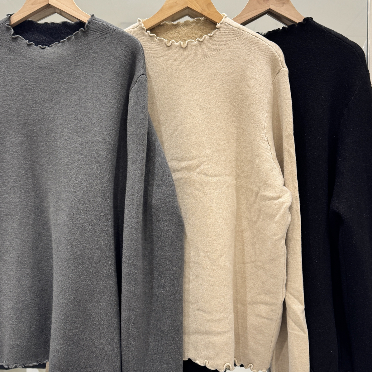 胖文文家花边针织加绒打底显瘦上衣女